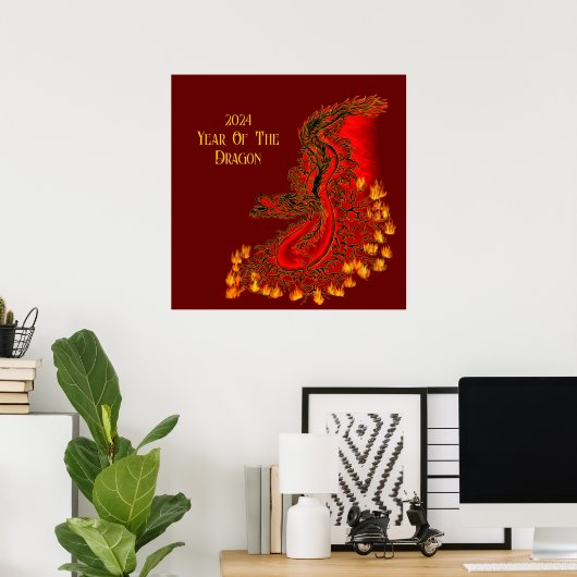China Dragon, 2024 Jaar van de Draak Poster (Thuiskantoor)
