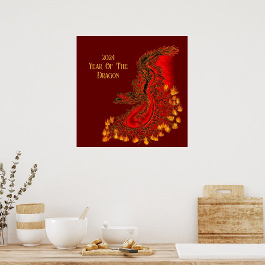 China Dragon, 2024 Jaar van de Draak Poster (Keuken)
