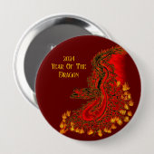 China Dragon, 2024 Jaar van de Draak Ronde Button 4,0 Cm (Voorkant /achterkant)