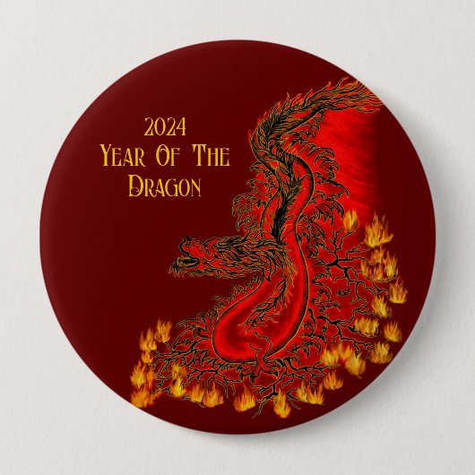 China Dragon, 2024 Jaar van de Draak Ronde Button 4,0 Cm (Voorkant)