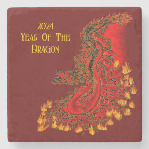China Dragon, 2024 Jaar van de Draak Stenen Onderzetter
