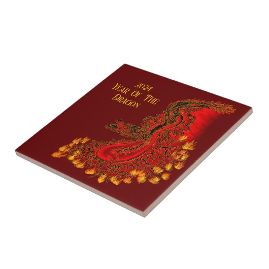 China Dragon, 2024 Jaar van de Draak Tegeltje (Zijkant)