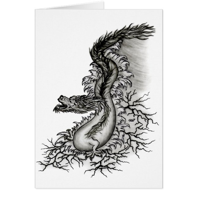 China Dragon, Black and White Design in Tattoostyl (Voorkant)