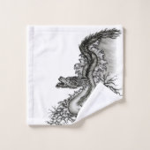 China Dragon, Black and White Design in Tattoostyl Bad Handdoek (Wasdoekje)