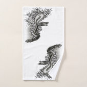 China Dragon, Black and White Design in Tattoostyl Bad Handdoek (Handdoek)
