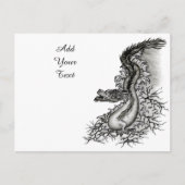 China Dragon, Black and White Design in Tattoostyl Briefkaart (Voorkant)
