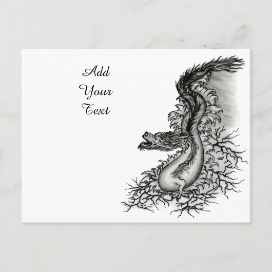 China Dragon, Black and White Design in Tattoostyl Briefkaart (Voorkant)