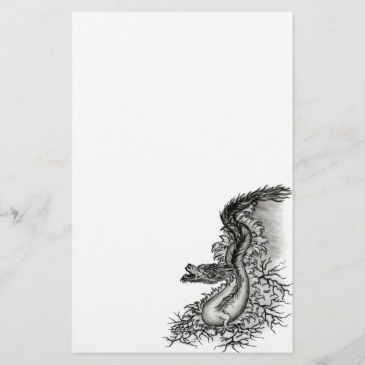 China Dragon, Black and White Design in Tattoostyl Briefpapier (Achterkant)