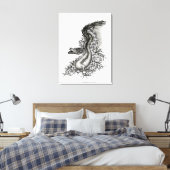 China Dragon, Black and White Design in Tattoostyl Canvas Afdruk (Insitu (Slaapkamer))