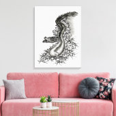 China Dragon, Black and White Design in Tattoostyl Canvas Afdruk (Insitu (Woonkamer))