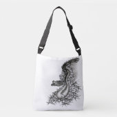 China Dragon, Black and White Design in Tattoostyl Crossbody Tas (Voorkant)