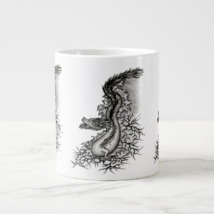 China Dragon, Black and White Design in Tattoostyl Grote Koffiekop