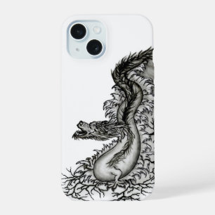 China Dragon, Black and White Design in Tattoostyl iPhone 15 Case