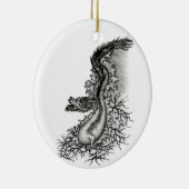 China Dragon, Black and White Design in Tattoostyl Keramisch Ornament (Rechts)