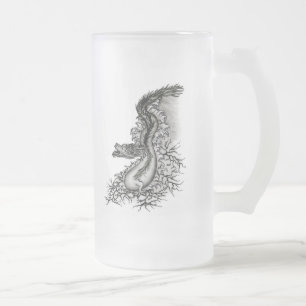 China Dragon, Black and White Design in Tattoostyl Matglas Bierpul