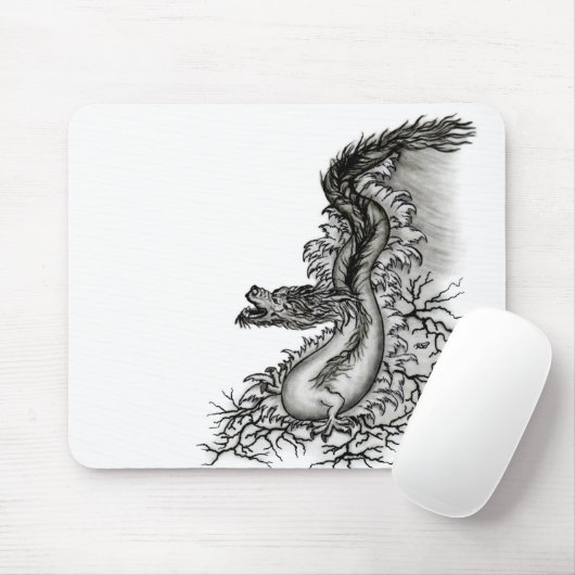 China Dragon, Black and White Design in Tattoostyl Muismat (Met muis)