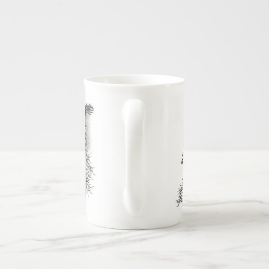 China Dragon, Black and White Design in Tattoostyl Porselein Kop (Achterkant)