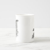 China Dragon, Black and White Design in Tattoostyl Porselein Kop (Voorkant)