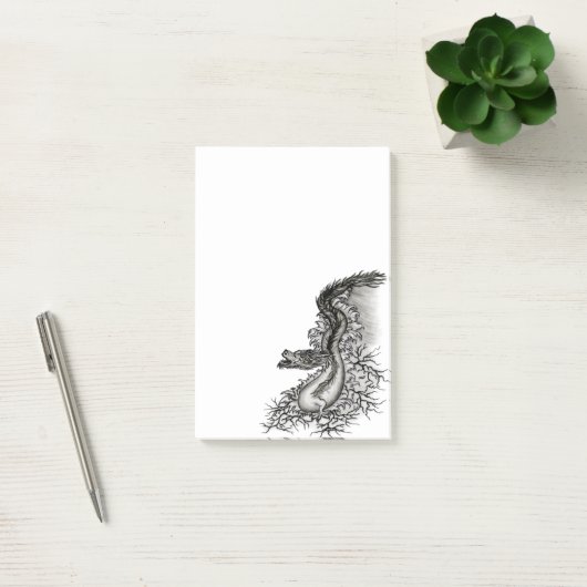 China Dragon, Black and White Design in Tattoostyl Post-it® Notes (Kantoor)