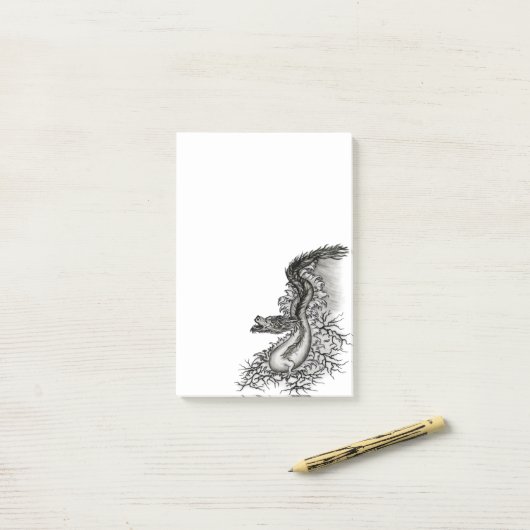 China Dragon, Black and White Design in Tattoostyl Post-it® Notes (Op bureau)