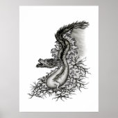 China Dragon, Black and White Design in Tattoostyl Poster (Voorkant)