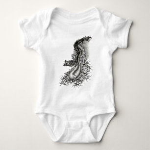 China Dragon, Black and White Design in Tattoostyl Romper