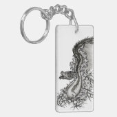 China Dragon, Black and White Design in Tattoostyl Sleutelhanger (Voorkant Links)