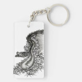 China Dragon, Black and White Design in Tattoostyl Sleutelhanger (achterkant)
