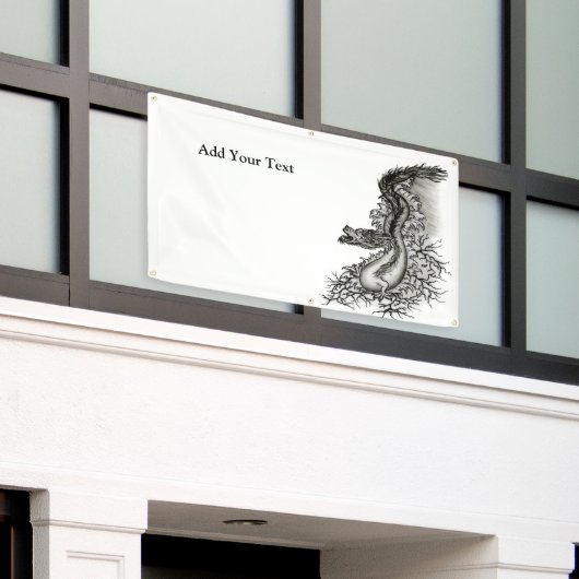 China Dragon, Black and White Design in Tattoostyl Spandoek (Buitenkant Gebouw)