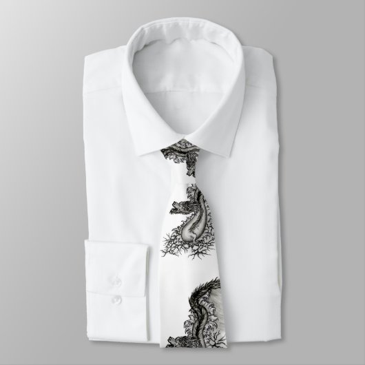 China Dragon, Black and White Design in Tattoostyl Stropdas (Gebonden)