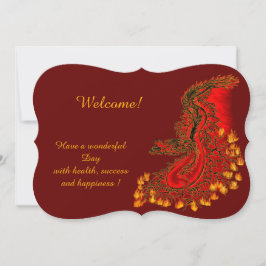 China Dragon in red and gold , Add Your Text Kaart
