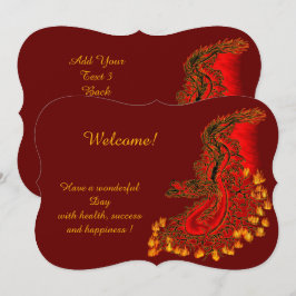 China Dragon in red and gold , Add Your Text Kaart