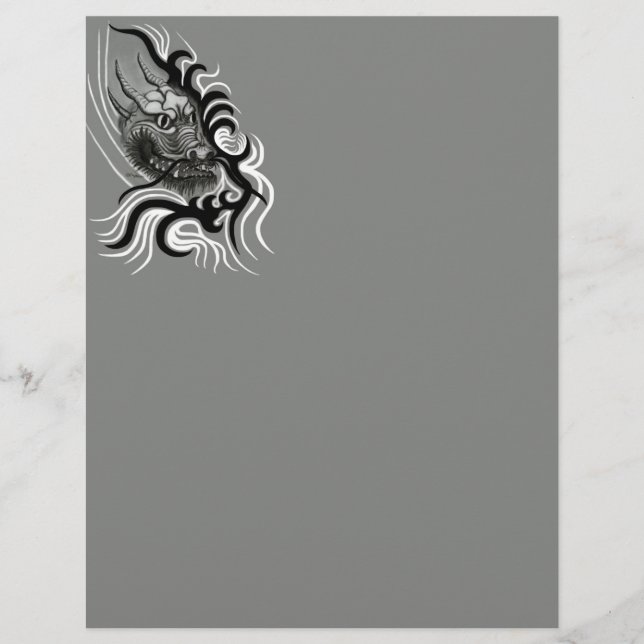 China Dragon in Tattoostyle Briefhoofd (Voorkant)
