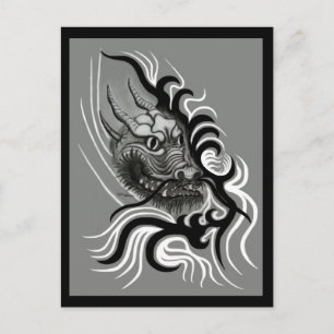 China Dragon in Tattoostyle Briefkaart