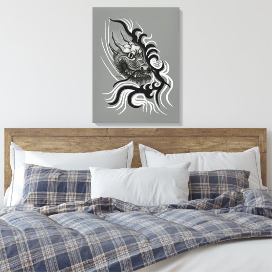 China Dragon in Tattoostyle Canvas Afdruk (Insitu (Slaapkamer))