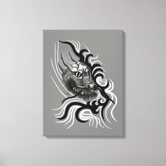 China Dragon in Tattoostyle Canvas Afdruk (Voorkant)