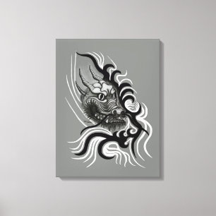 China Dragon in Tattoostyle Canvas Afdruk