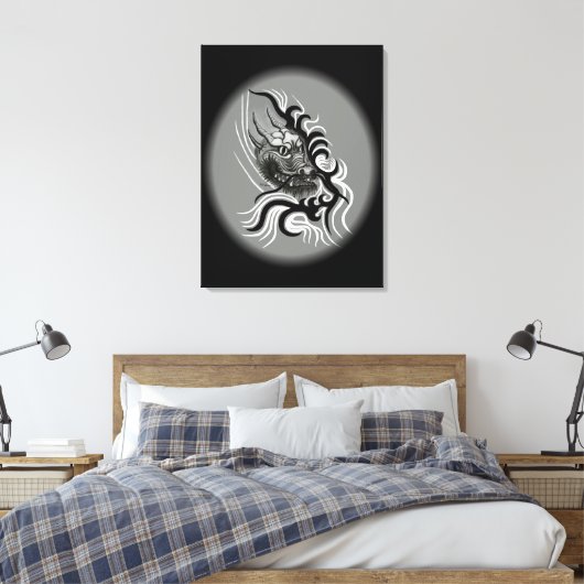 China Dragon in Tattoostyle Canvas Afdruk (Insitu (Slaapkamer))