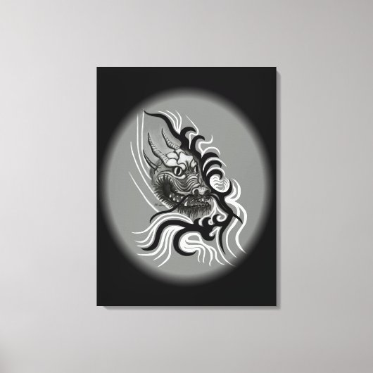 China Dragon in Tattoostyle Canvas Afdruk (Voorkant)