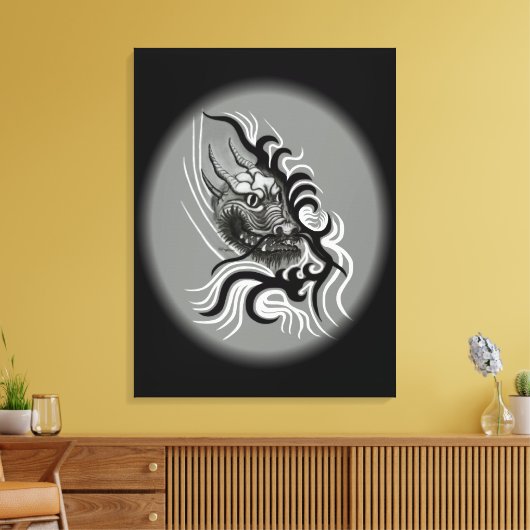 China Dragon in Tattoostyle Canvas Afdruk (Insitu (Woonkamer))