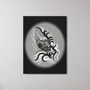 China Dragon in Tattoostyle Canvas Afdruk