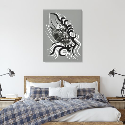 China Dragon in Tattoostyle Canvas Afdruk (Insitu (Slaapkamer))