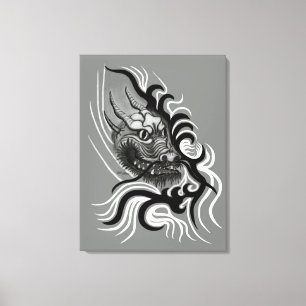China Dragon in Tattoostyle Canvas Afdruk