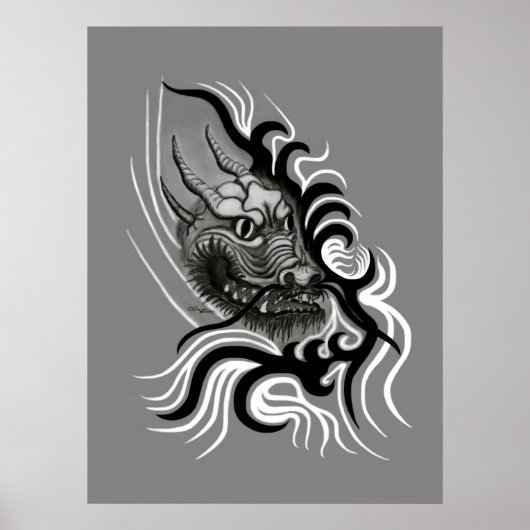 China Dragon in Tattoostyle Poster (Voorkant)