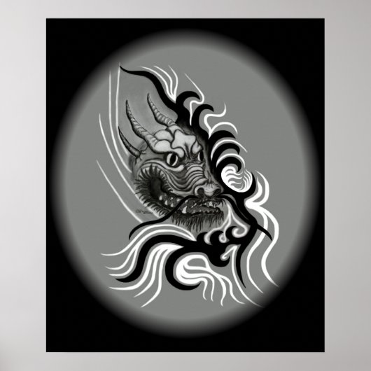 China Dragon in Tattoostyle Poster (Voorkant)