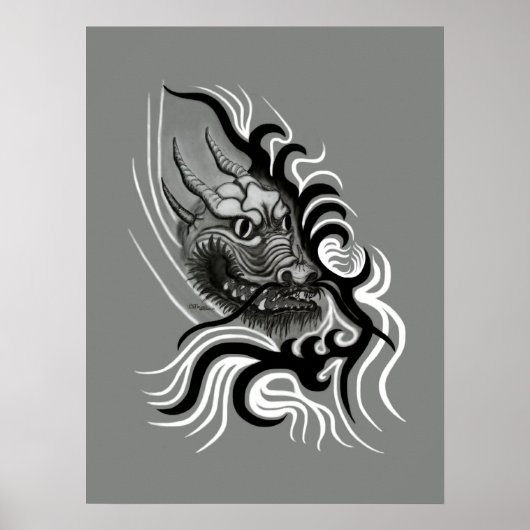 China Dragon in Tattoostyle Poster (Voorkant)