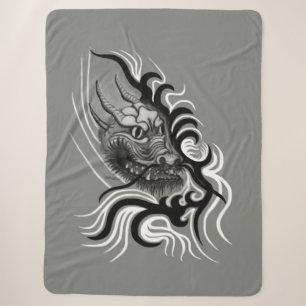 China Dragon in Tattoostyle Sherpa Deken