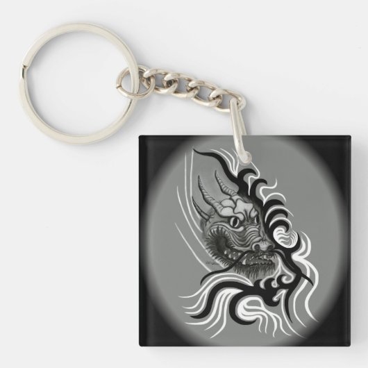 China Dragon in Tattoostyle Sleutelhanger (Voorkant)