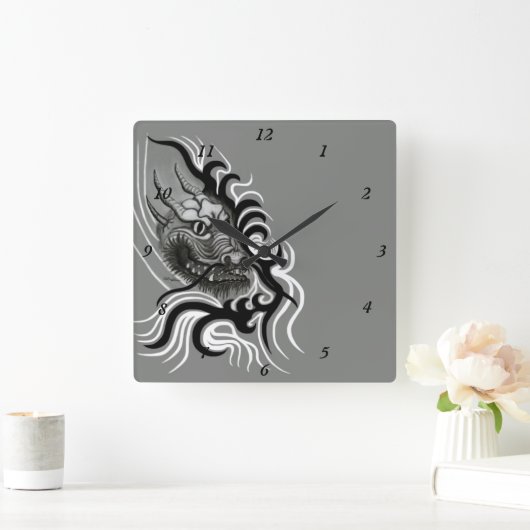 China Dragon in Tattoostyle Vierkante Klok (Huis)