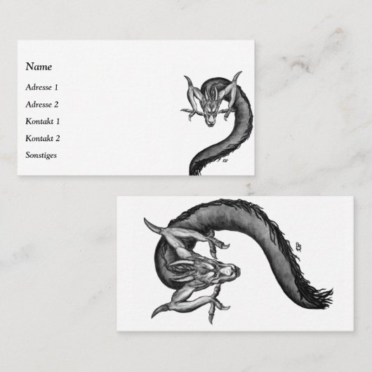 China Dragon in Tattoostyle Visitekaartje (Voorkant / Achterkant)